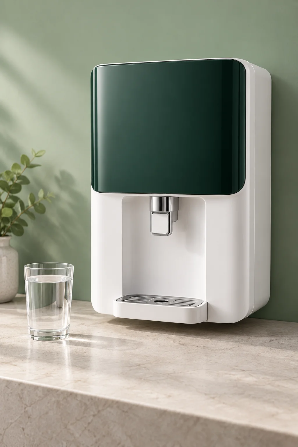 Concept RO purifier with a glass of water